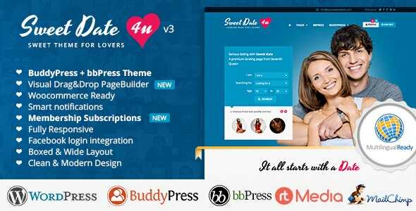 Sweet Date Theme GPL v3.9.1 – More than a WordPress Dating Websites