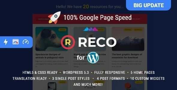 Reco Theme GPL v5.1.0 – Minimal Lightweight Theme for Freebies