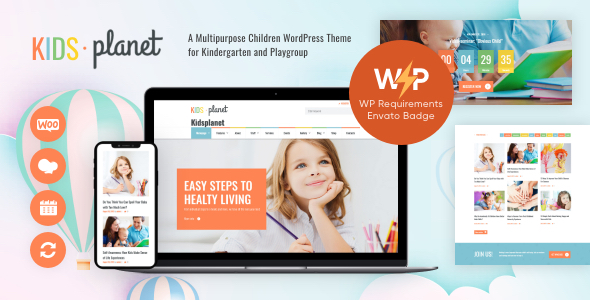 Kids Planet Theme GPL v2.2.15 – A Multipurpose Children WP Theme for Kindergarten and Playgroup